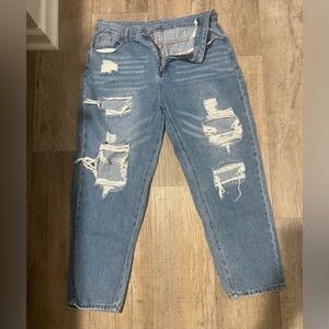 Distressed Blue Jeans